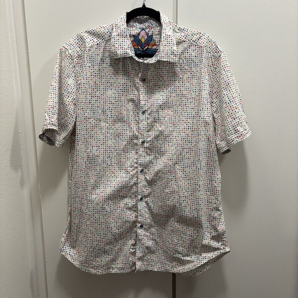 Robert Graham XL Stuttgart Rainbow Diamond Classic Short Sleeve Button Up Shirt